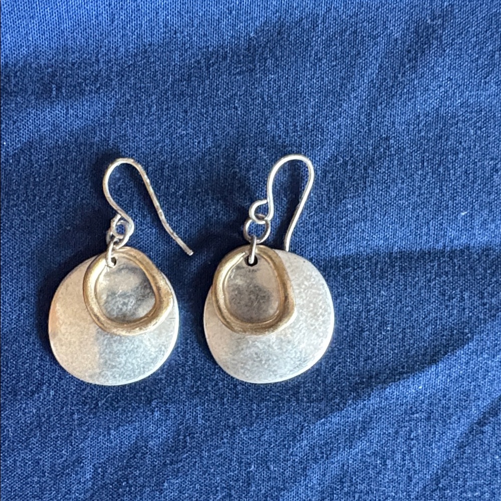 Silver and Gold Tone Dangle Earrings